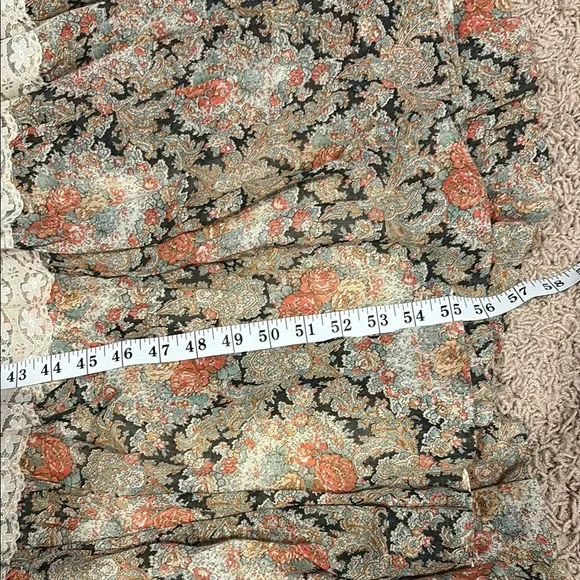 Gunne Sax Floral Long Sleeve Dress with Lace - Picture 9 of 10